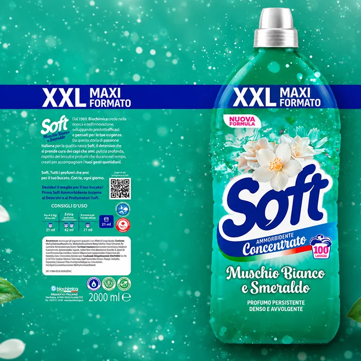 Il packaging home care realizzato per l'ammorbidente XXL Soft