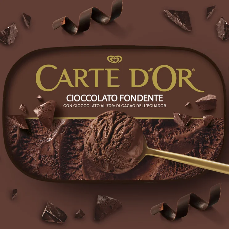 Il packaging per la linea di gelati Algida Carte D'Or, con il design di Reverse e ATC