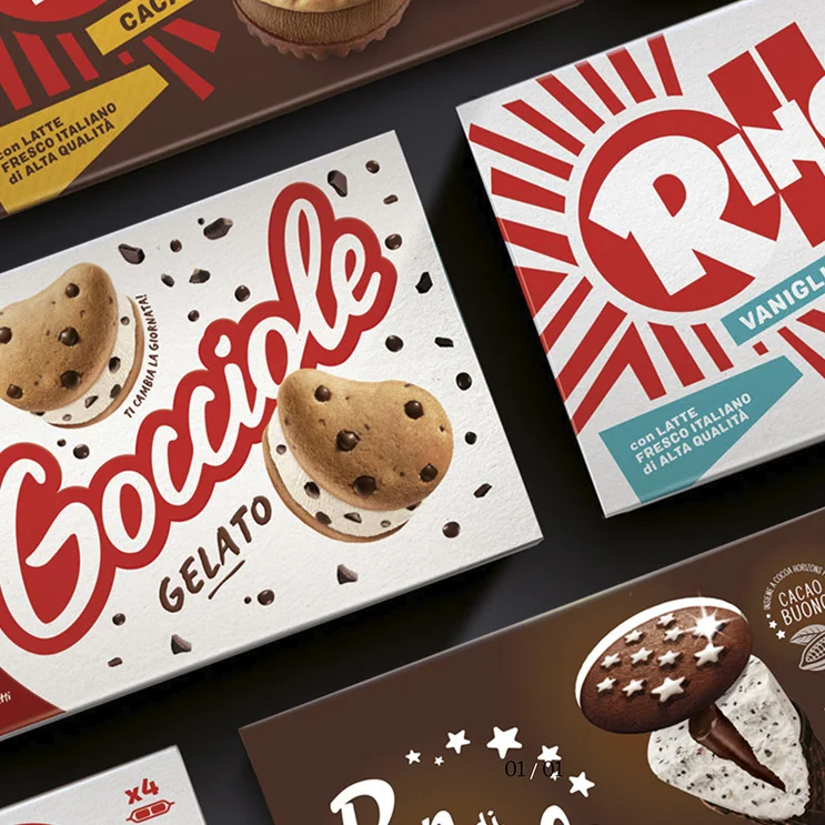 I packaging food per i gelati Unilever Gocciole e Ringo sviluppati da ATC e Reverse