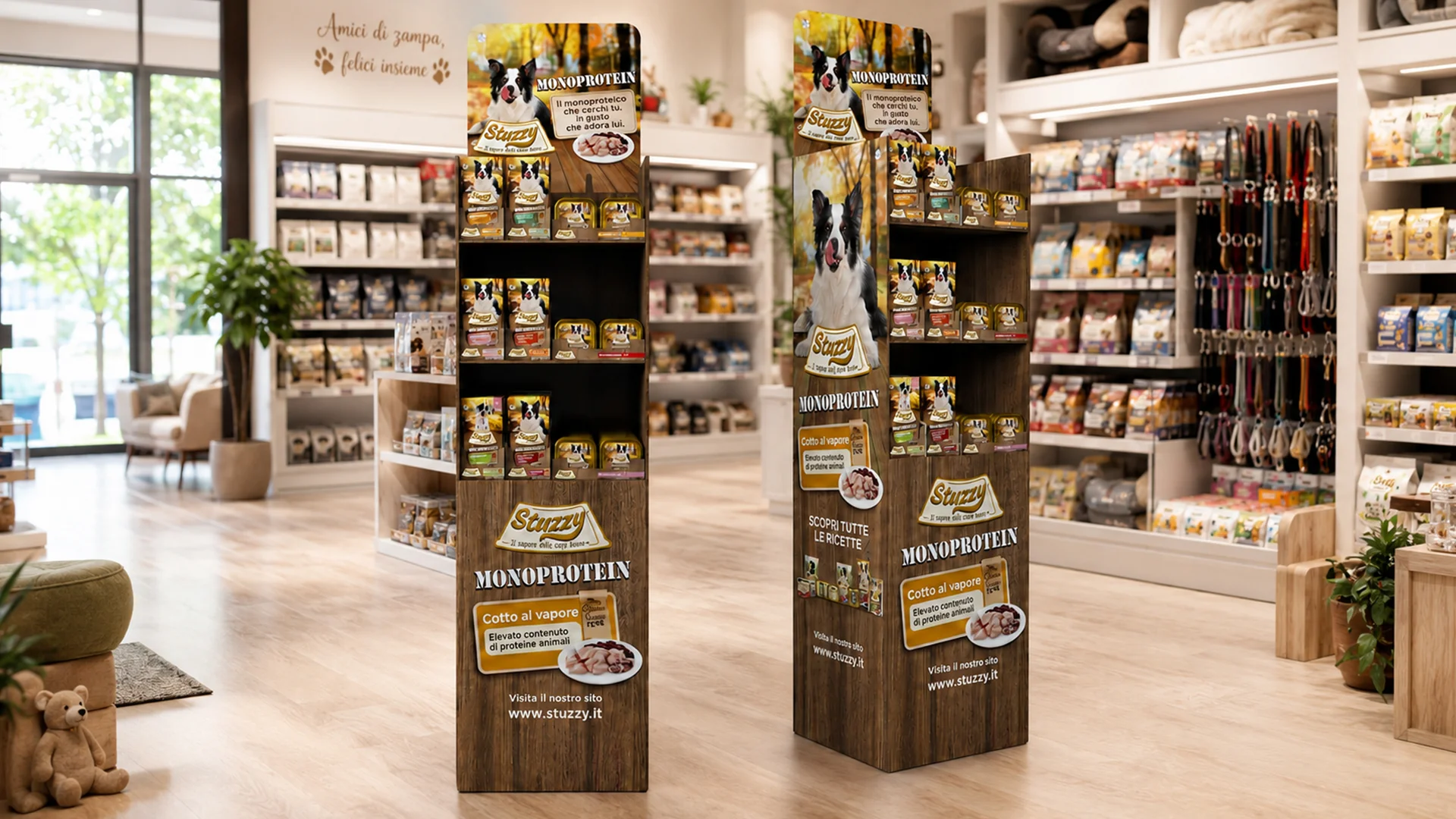 I materiali point of sale realizzati per il brand di petfood Stuzzy da ATC