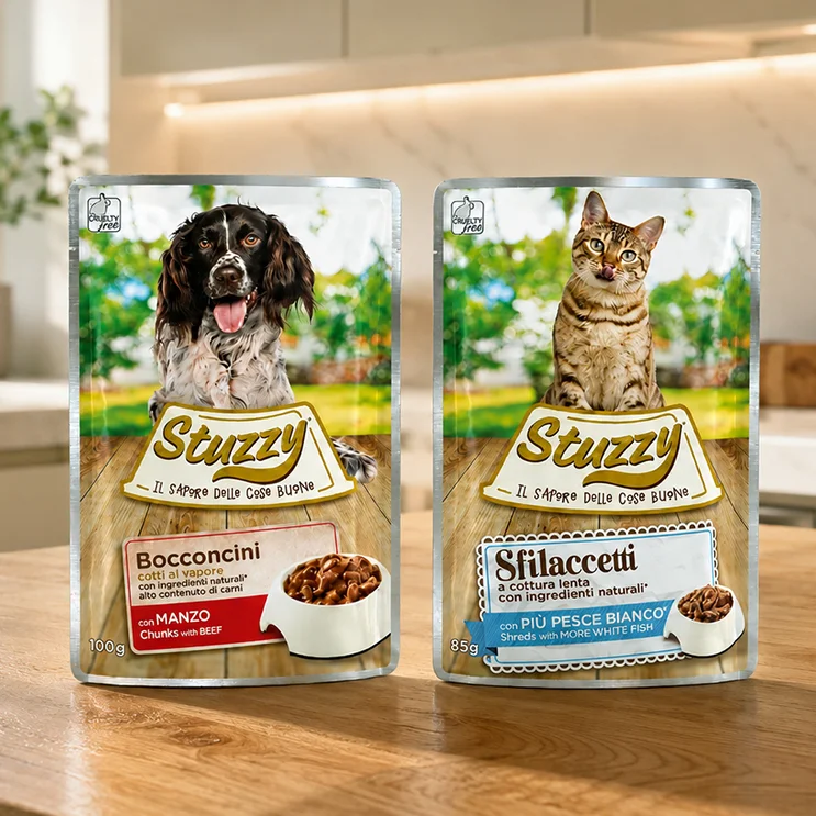 I packaging petfood sviluppati per Stuzzy