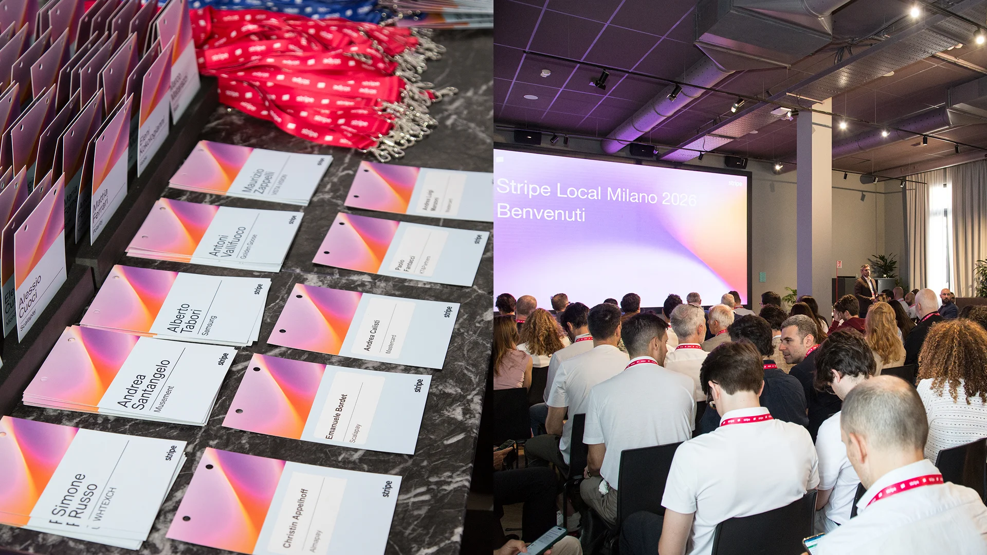 I materiali di comunicazione per l'evento Stripe Local Milan