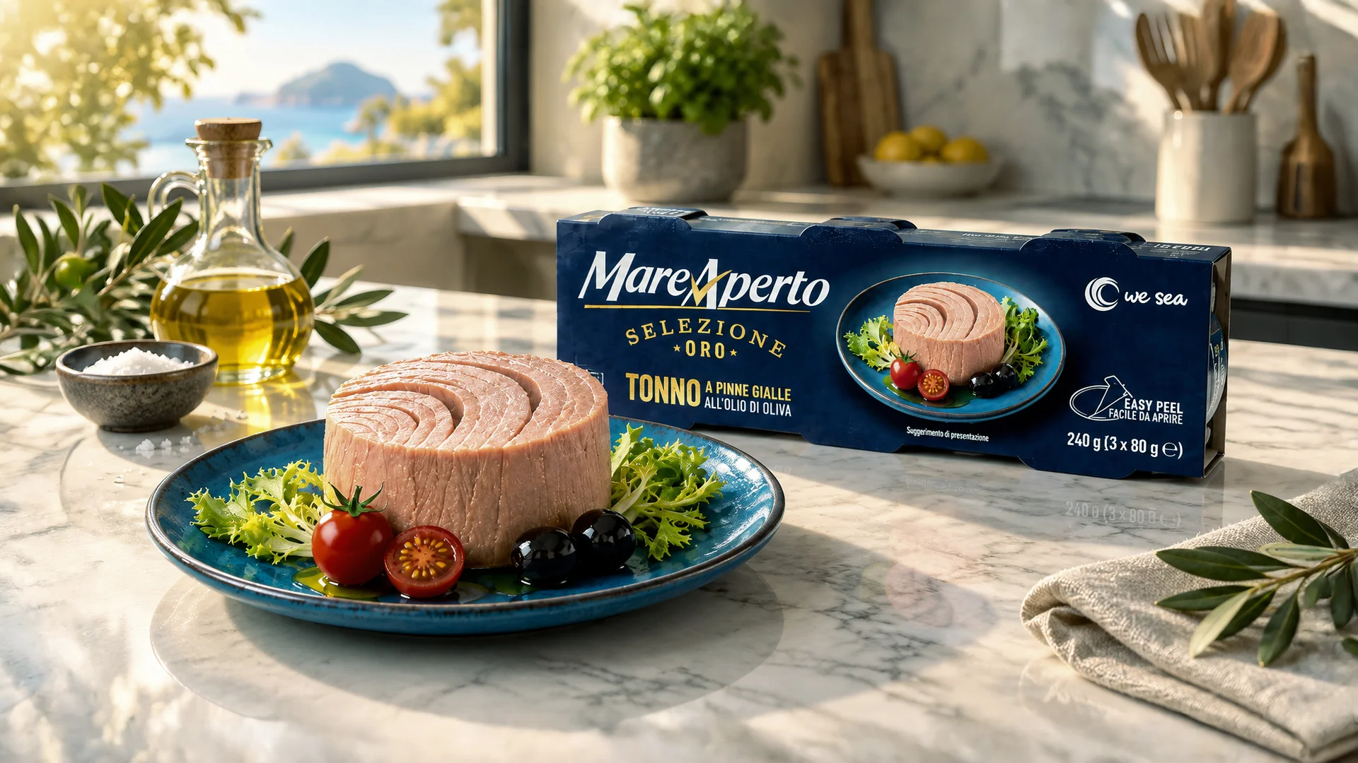 The premium food packaging design for Mare Aperto Selezione Oro